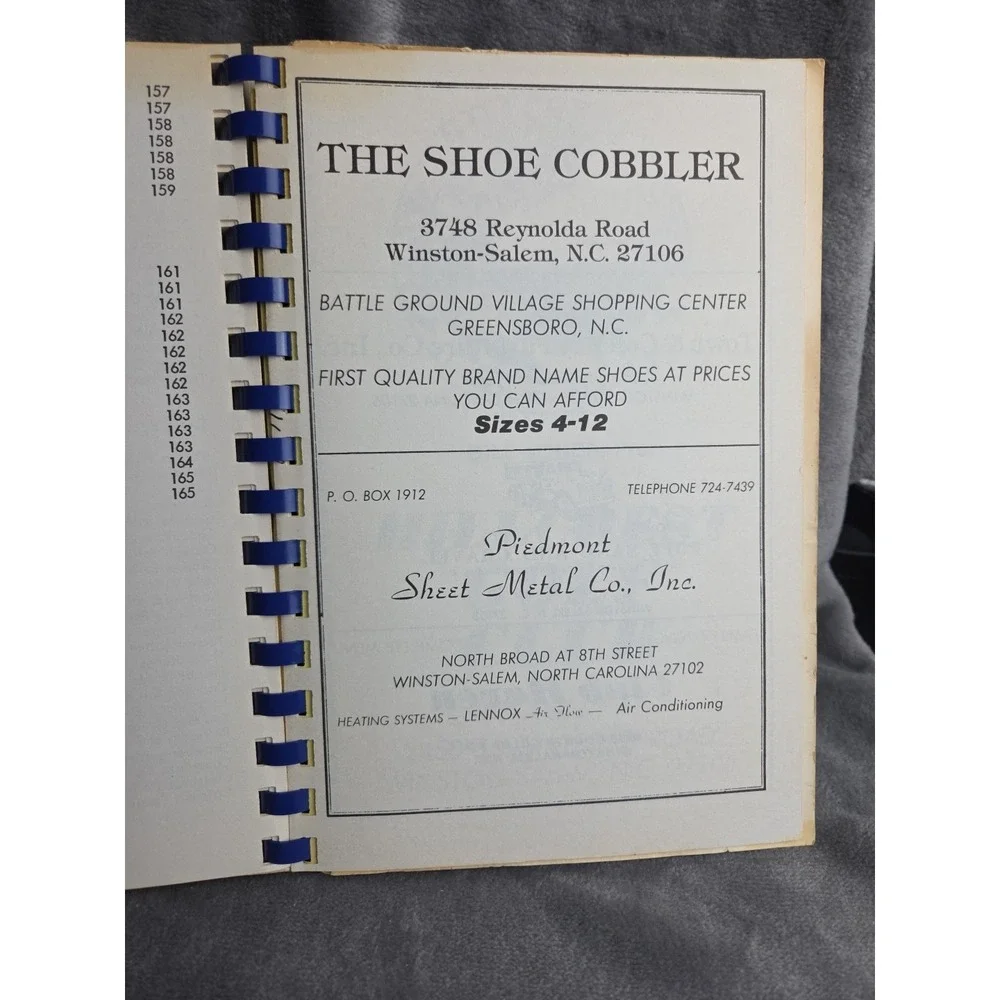 West Side‎ Baptist Church Cookbook Spiral 1984 Winston-Salem, NC Willing Workers